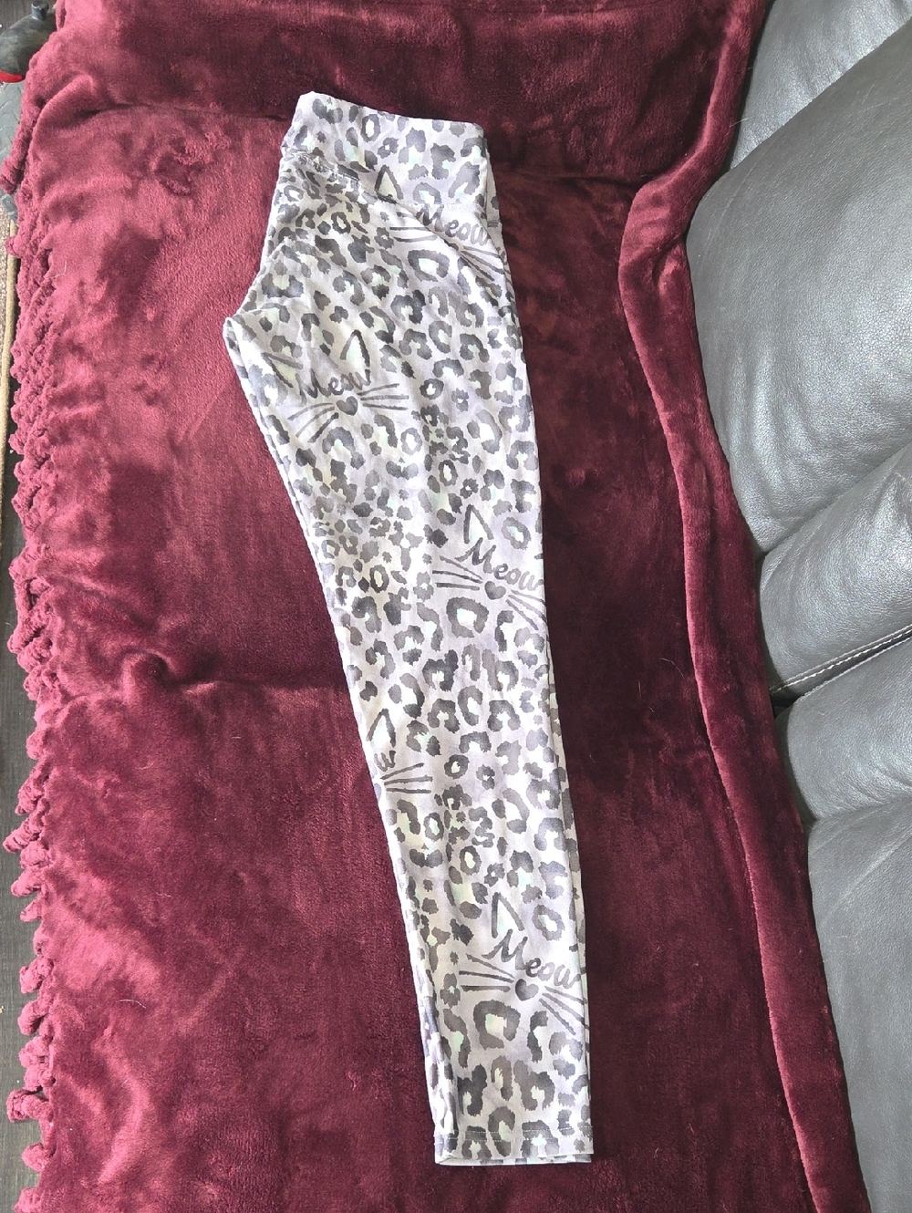 Justice Gray & Mint Leopard Print Leggings